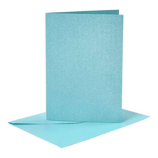 Kort med Kuvert Blå Glittrigt - 4-pack