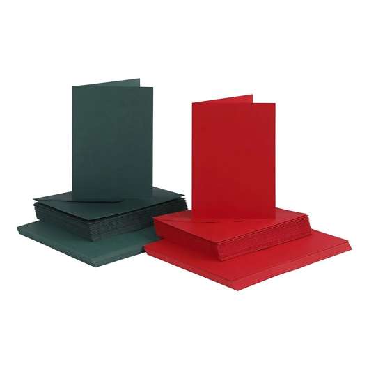 Kort och Kuvert Grön/Röd - 50-pack