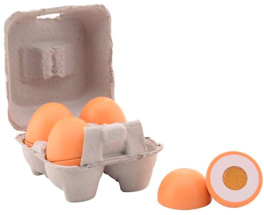 Leksaksmat 4 st. ägg i trä med kartong Jouéco