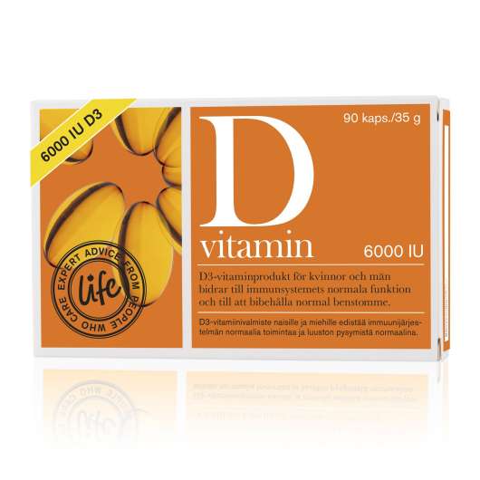 Life D-vitamin 6000IU 150mcg 90 KAPSLAR