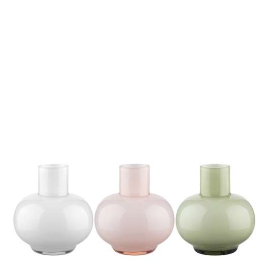 Marimekko - Mini Vase Vas Glas 3-pack Rosa/Grön/Vit
