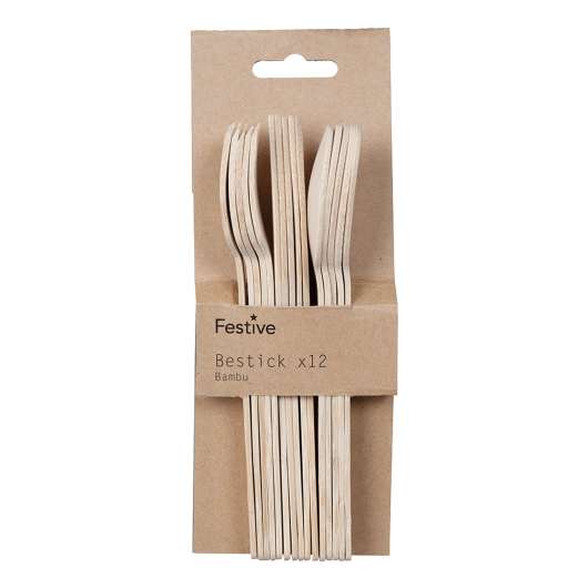 Miljövänliga Träbestick i Bambu - 12-pack