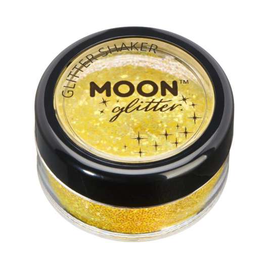 Moon glitter i burk shaker, finkornigt iriserande 5g Gul