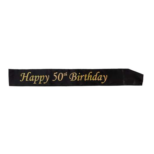 Ordensband Happy Birthday Svart/Guld - 50