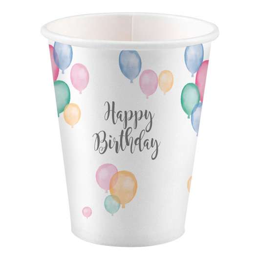 Pappersmuggar Happy Birthday Pastell - 8-pack