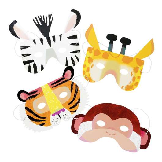 Party Animals Pappmasker Barn - 8-pack