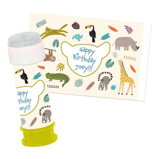 Personliga Stickers för Såpbubblor Zoo Party - 6-pack