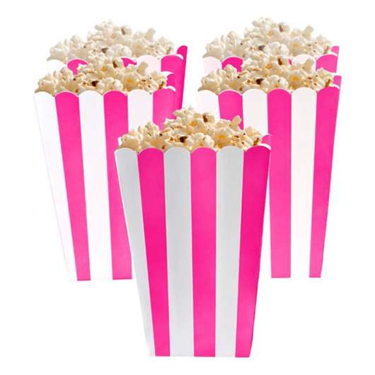 Popcornbägare Neonrosa Randiga - 5-pack