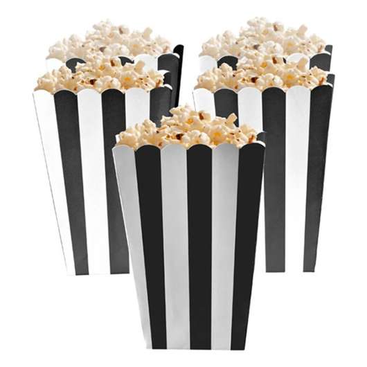 Popcornbägare Svarta Randiga - 5-pack