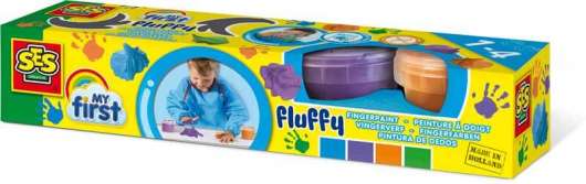 SES Fluffig fingerfärg hobbyfärg till barn 4 x 110 ml