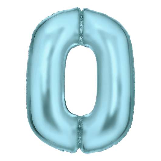 Sifferballong Ljusblå Satin - Siffra 0