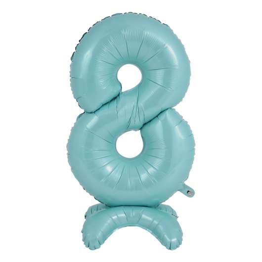 Sifferballong med Ställning Pastellblå - Siffra 8