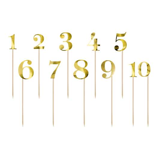 Siffror på Pinnar Guld - 11-pack