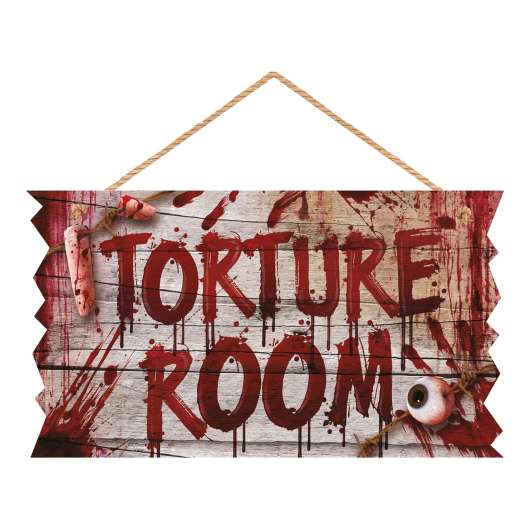 Skylt Torture Room
