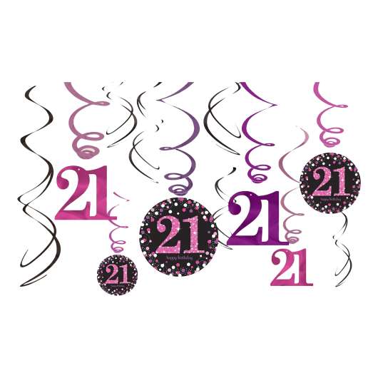 Swirls 21 Svart/Rosa Glitter - 12-pack