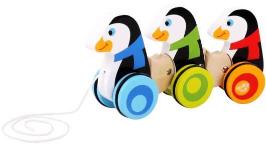 Tooky Toy Pingviner i trä dragleksak för barn