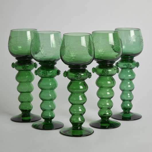Vintage - SÅLD Remmare i Grönt Glas 5 st