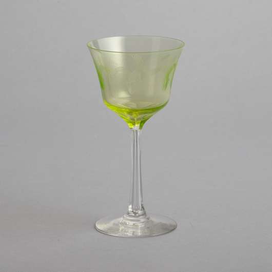 Vintage - Vitvinsglas i Ljusgrönt Glas 11 st